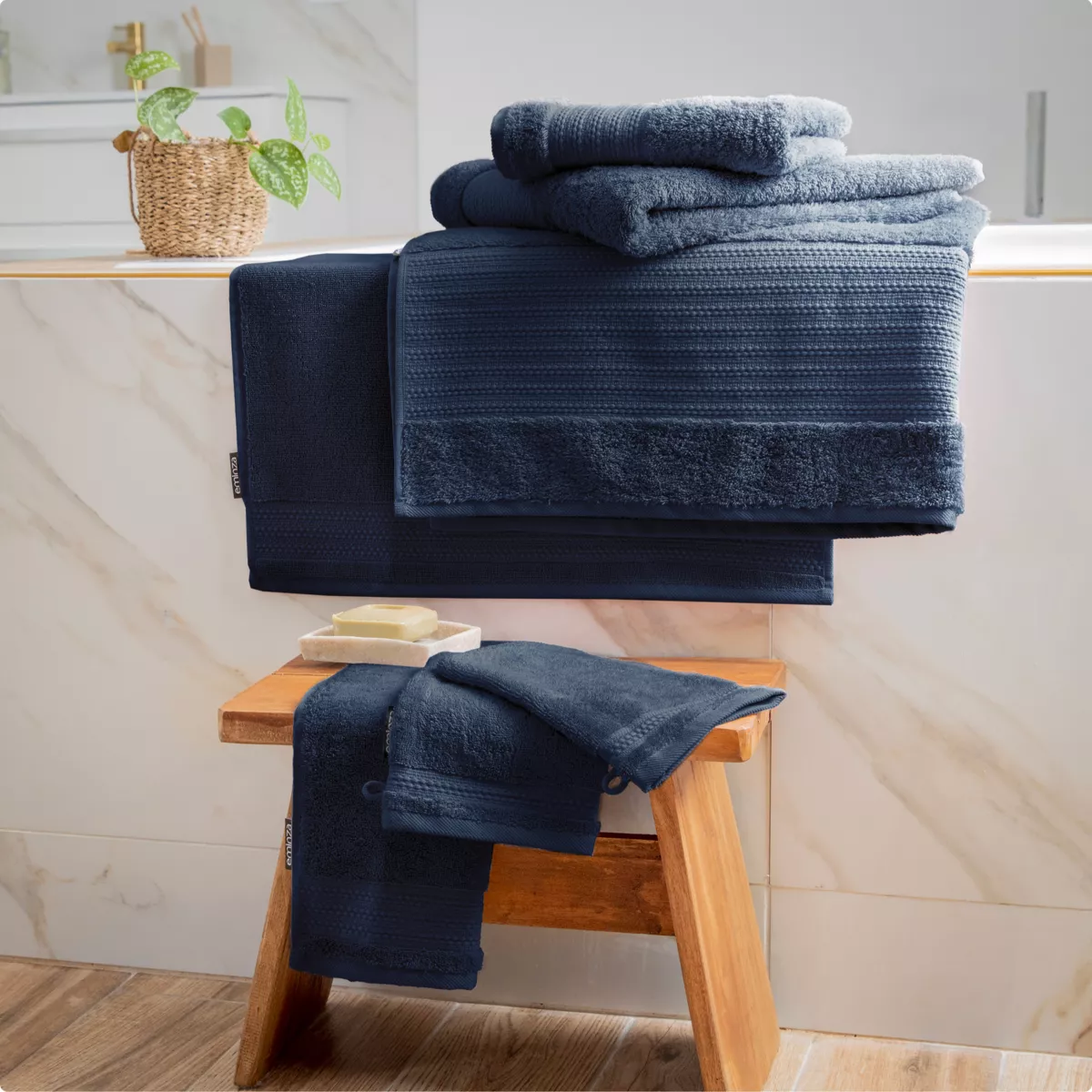 Tapis de bain coton bio (50 x 70 cm) Méline Bleu nuit