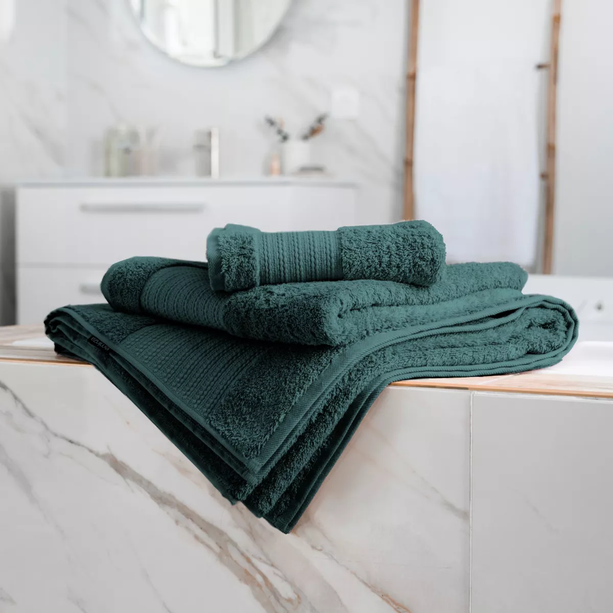 Serviette de bain coton bio (90 x 150 cm) Méline Vert émeraude