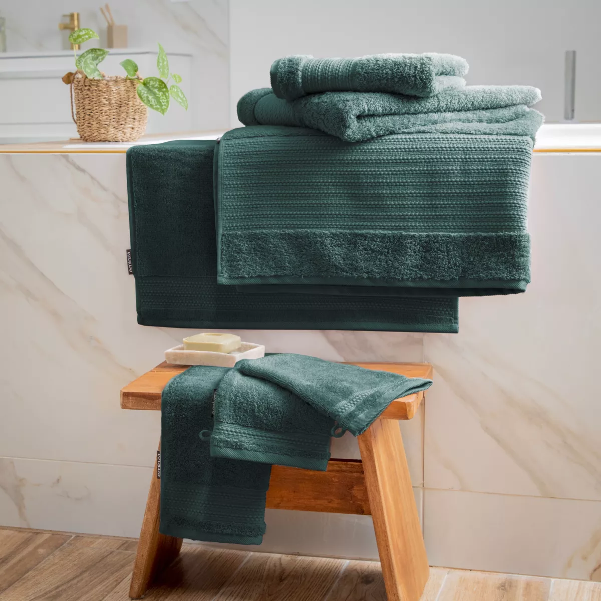 Asciugamano bagno cotone bio (30 x 50 cm) Méline Verde smeraldo