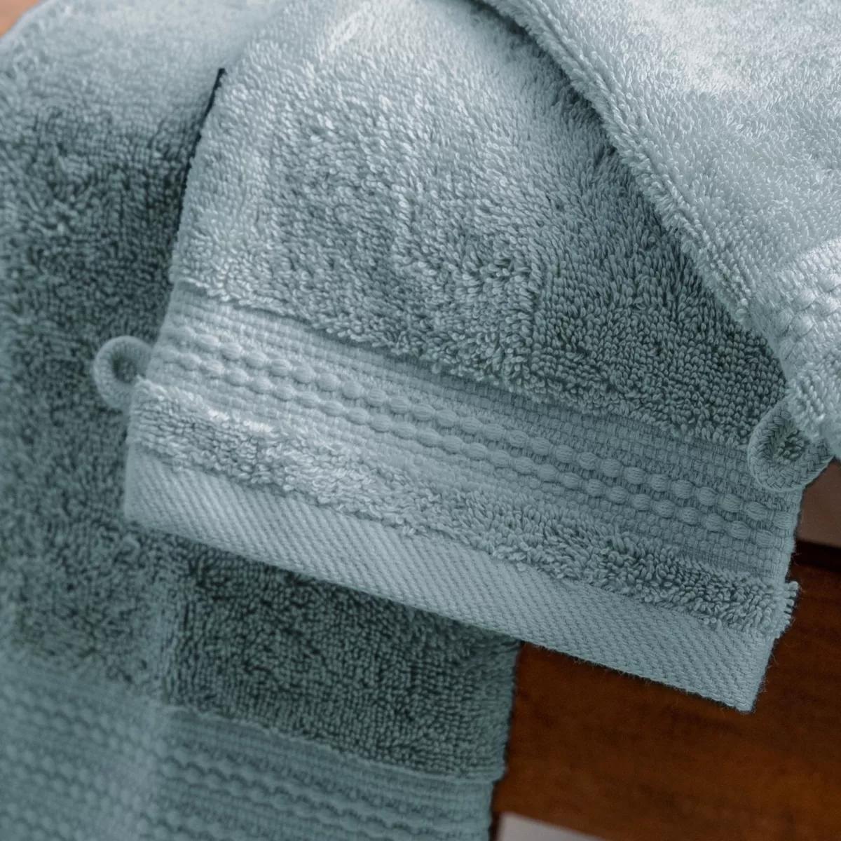 Lot de 2 gants de toilette coton bio (15 x 21 cm) Méline Bleu glacier