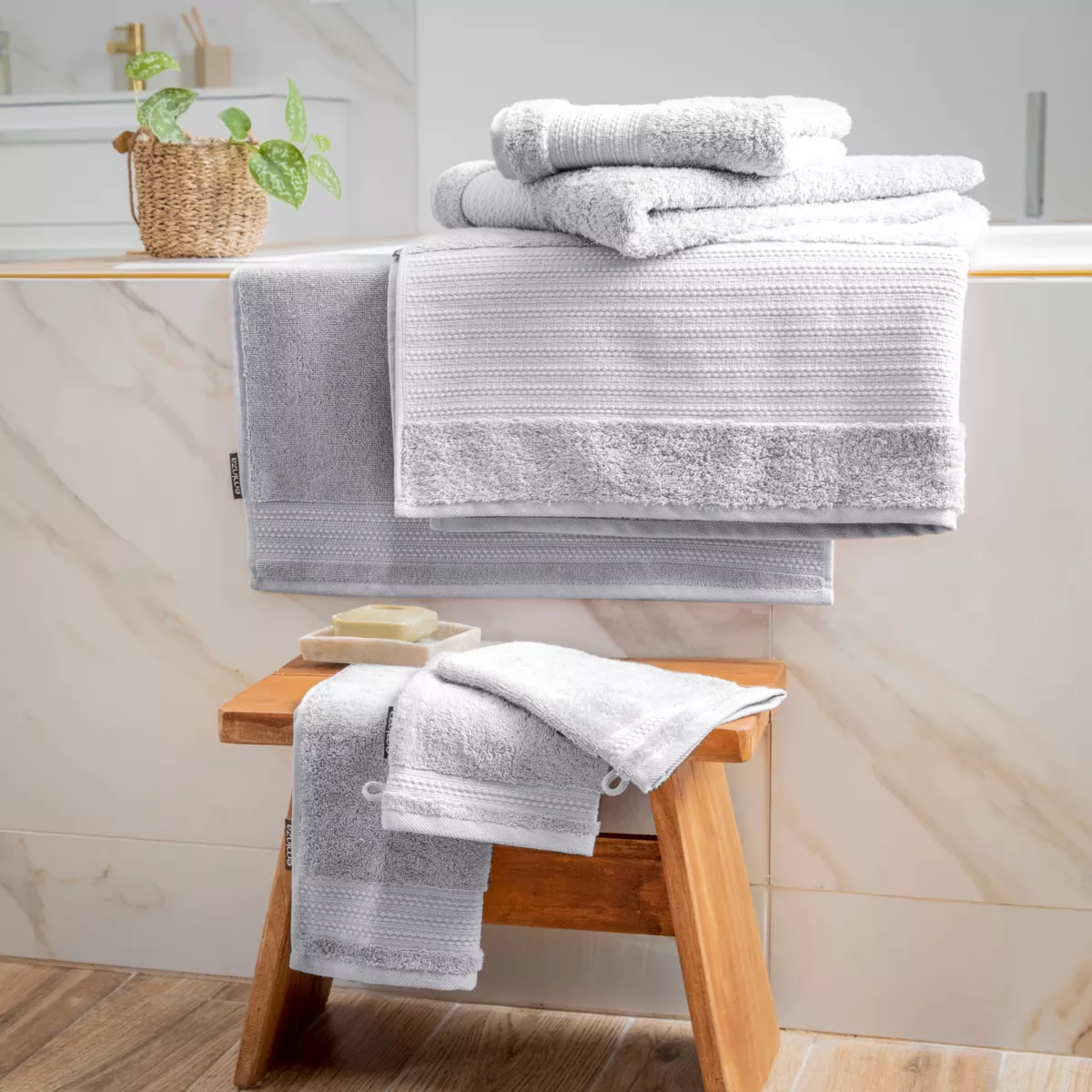 Serviette de bain coton bio (50 x 90 cm) Garance Gris nuage 5