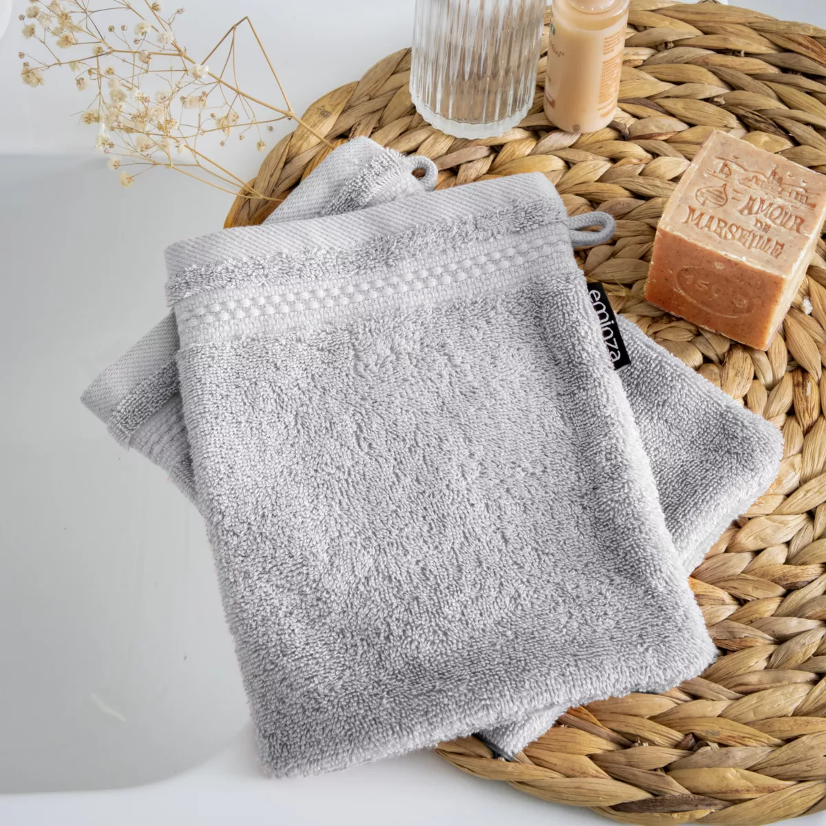 Lot de 2 gants de toilette Coton bio Garance Gris nuage 1