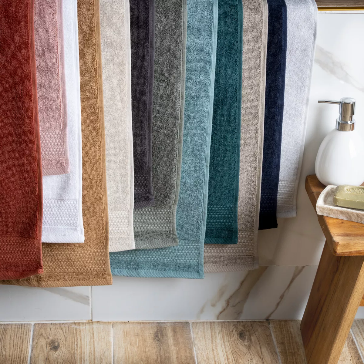 Tappeto bagno cotone bio (70 cm) Garance Verde rosmarino
