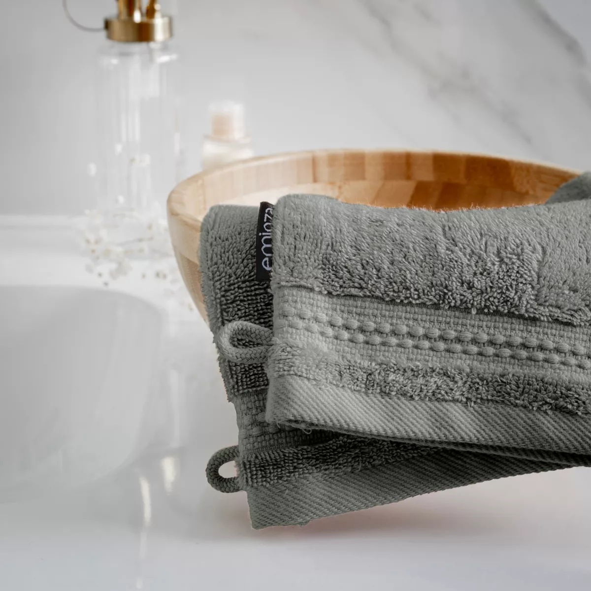 2er Set Waschlappen aus Bio-Baumwolle Garance Rosmaringrün 2