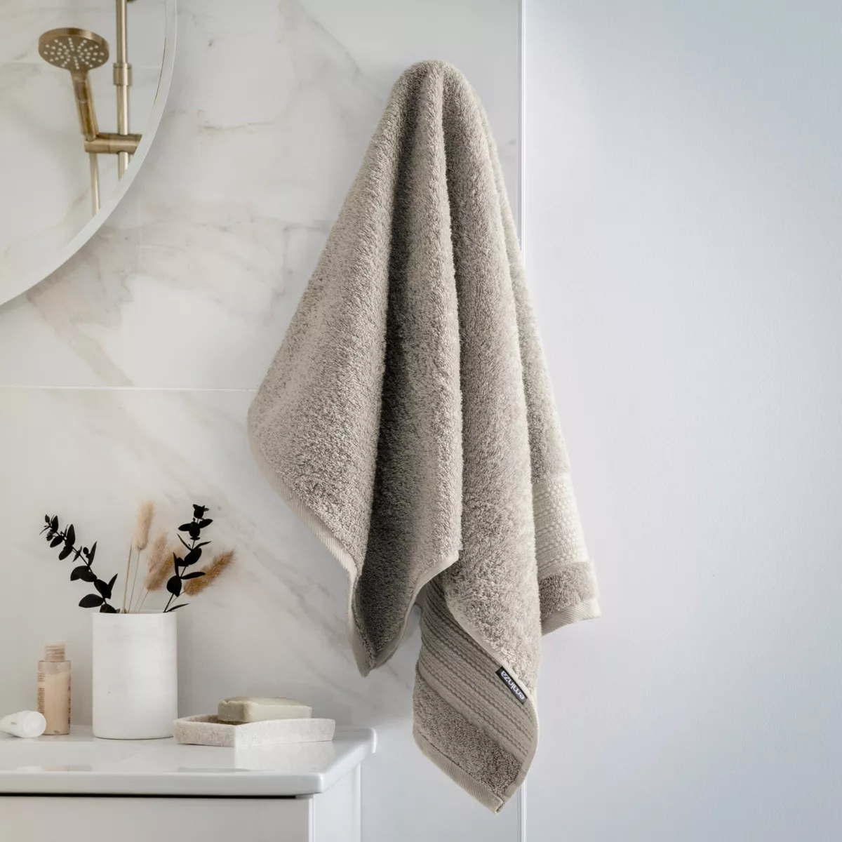 Serviette de bain coton bio (50 x 90 cm) Méline Gris argile