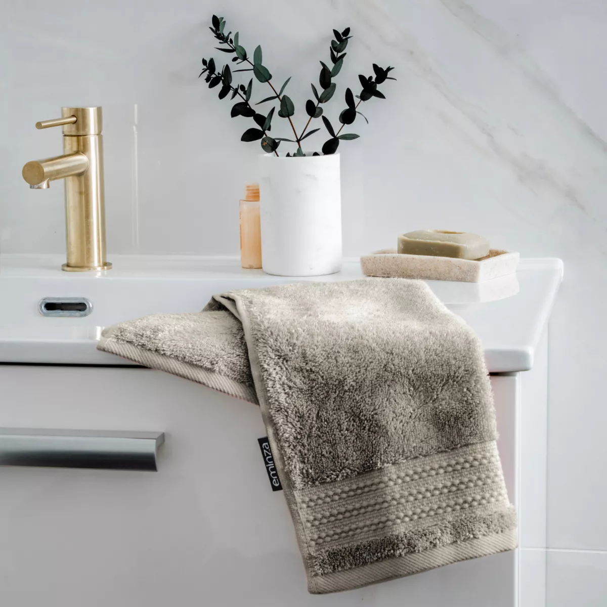 Serviette de bain coton bio (30 x 50 cm) Méline Gris argile
