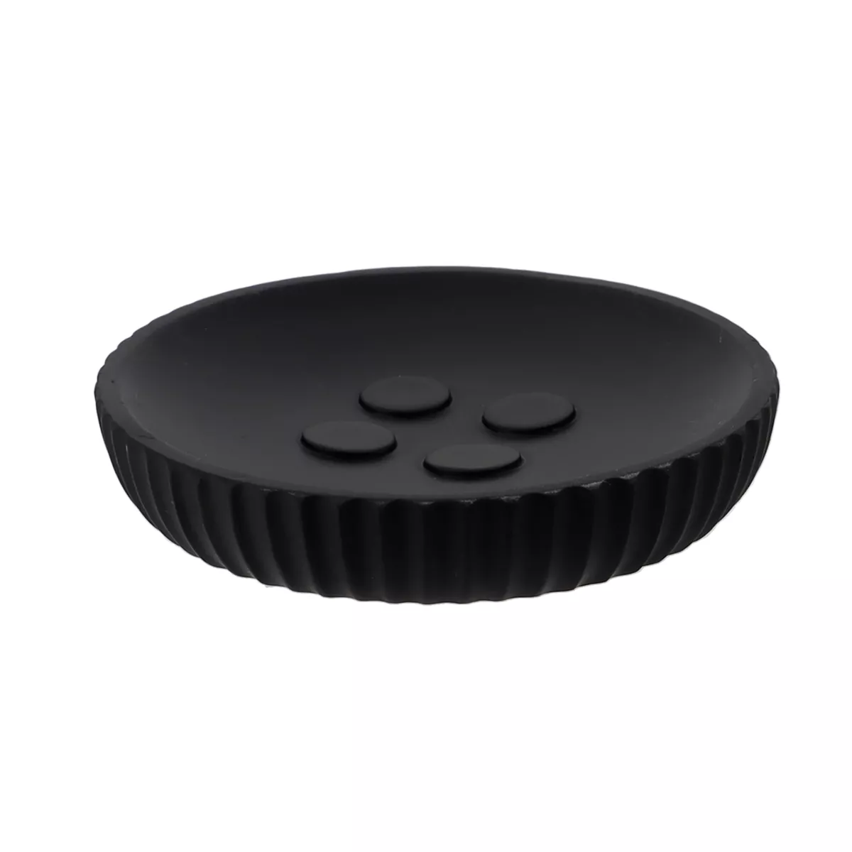 SET GOBELET DISTRIBUTEUR A SAVON ET PORTE SAVON POLYRESINE STRIEE - NOIR