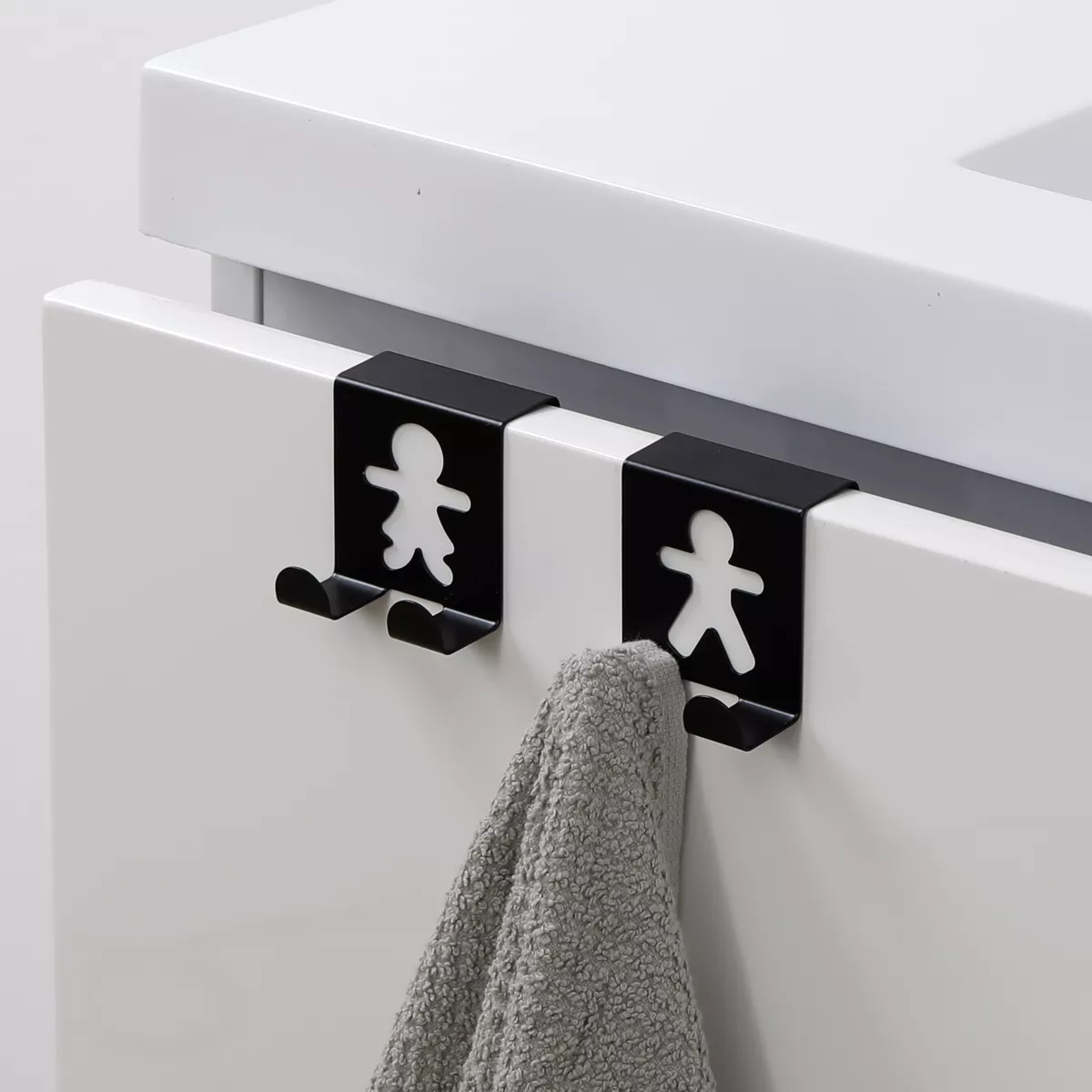 Juego de 2 Percheros  para colgar en metal (H4,8 cm) Bonhommes Negro