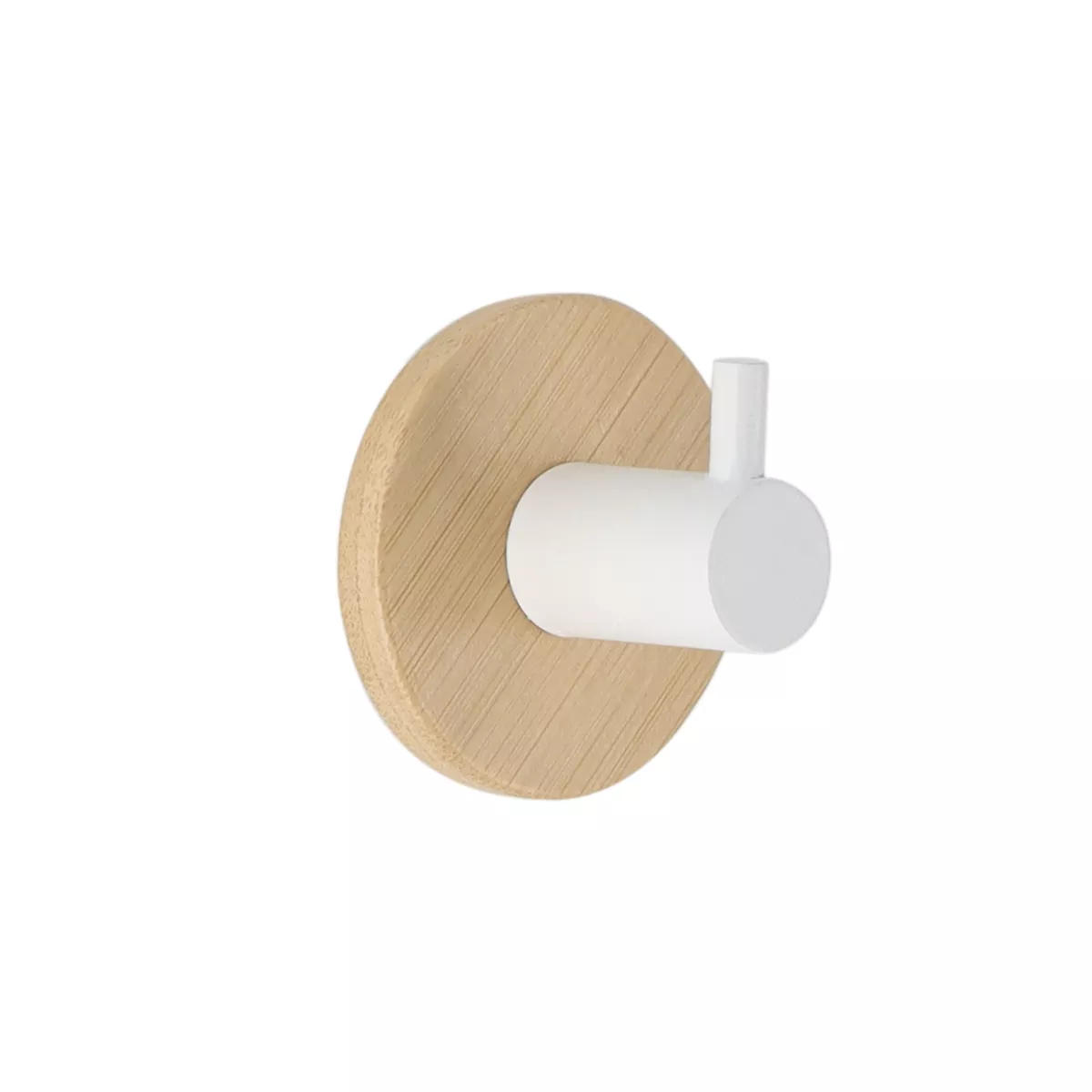 Gancio adesivo 3M bambù (D11 cm) Bianco