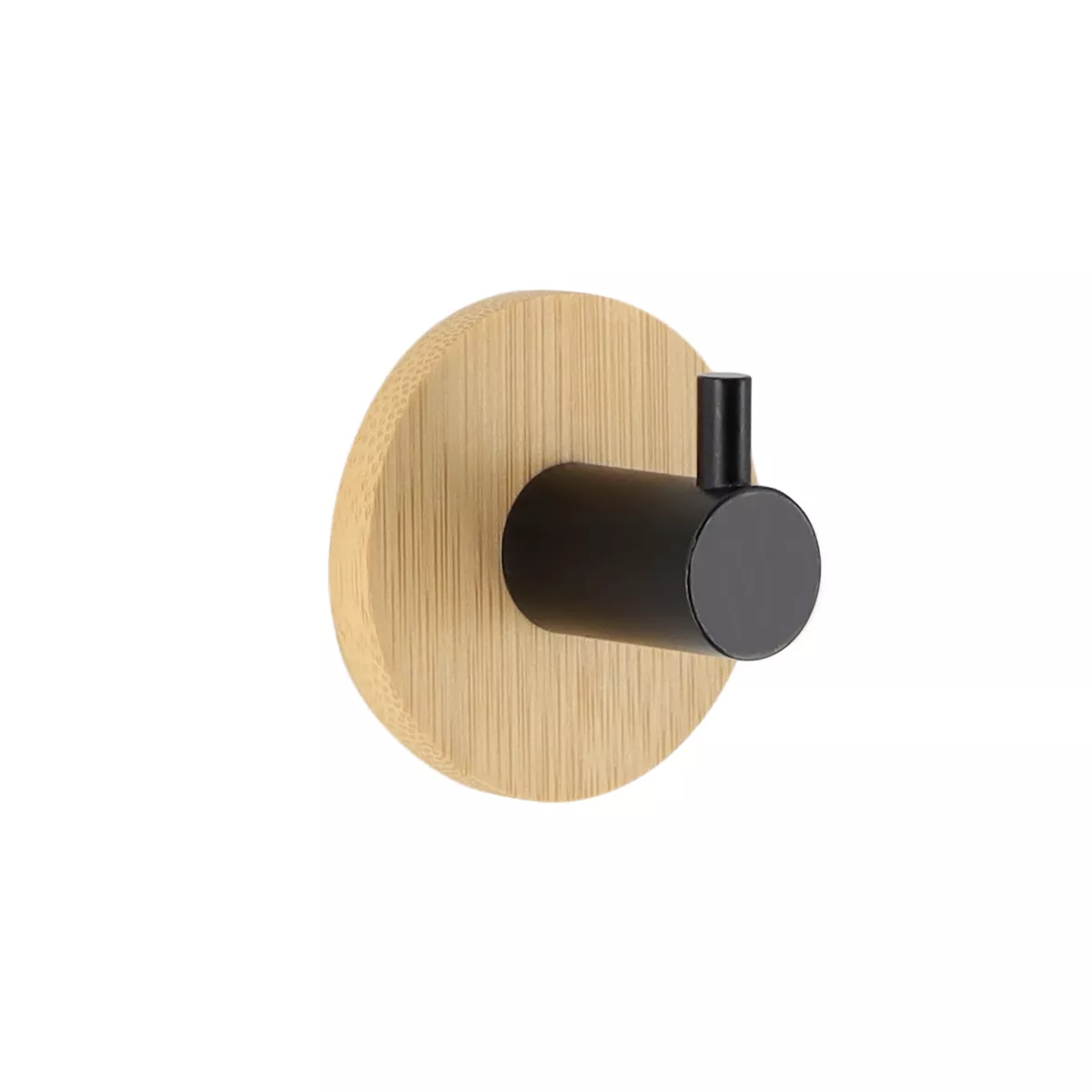 Haken zum Kleben 3M aus Bambus (D11 cm) Schwarz