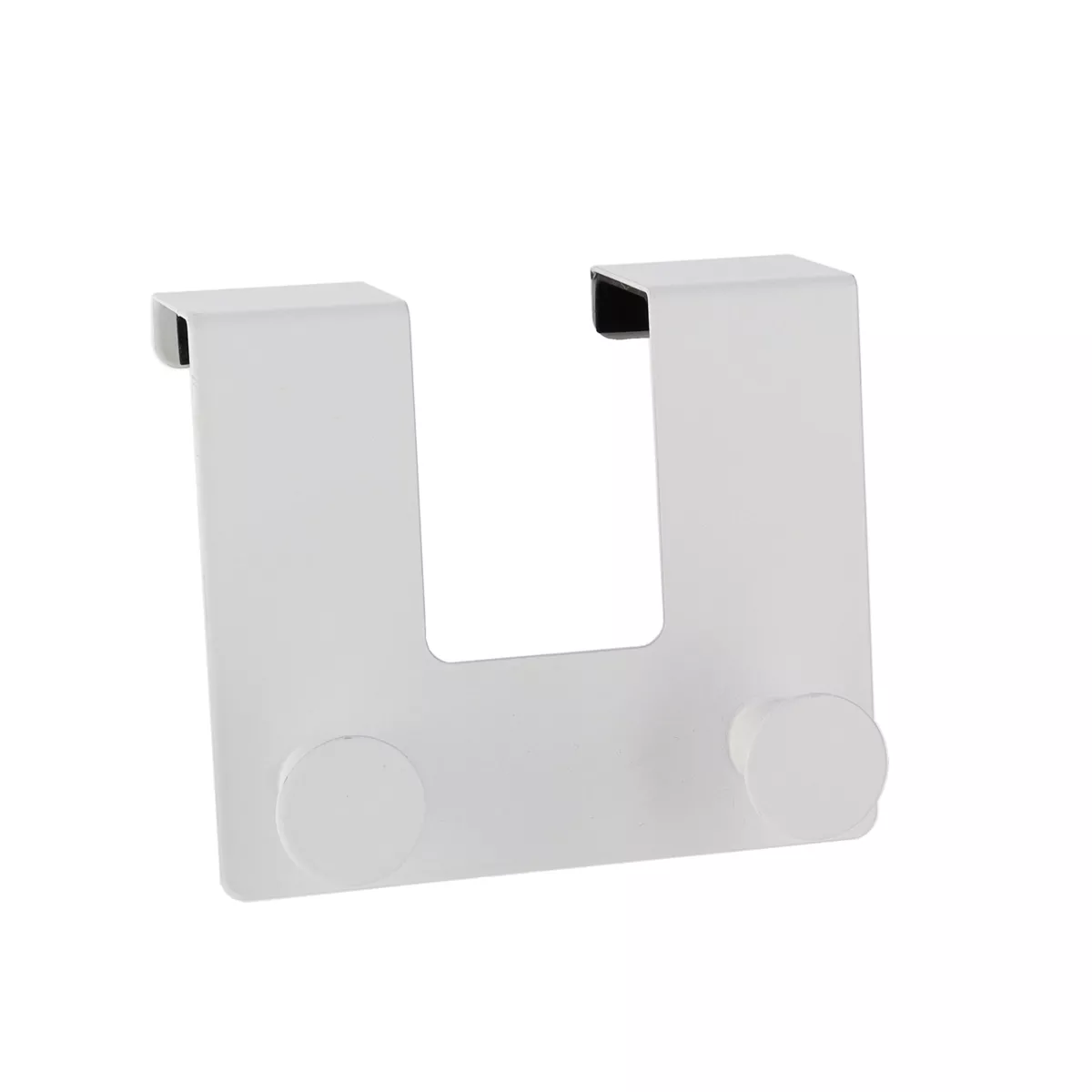 Percha para puertaen en metal 2 ganchos (H16 cm) Blanco