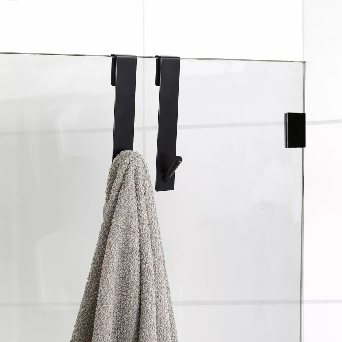 Set di 2 ganci speciale parete doccia (H5cm) Nero