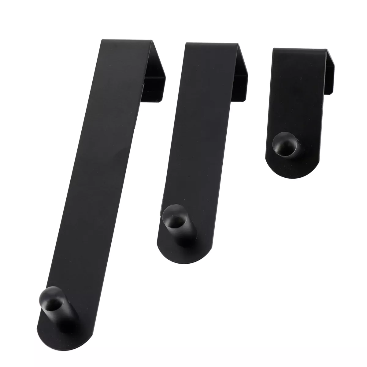 Juego de 3 Perchas  de puerta en acero inoxidable (H7-13-19 cm) Negro