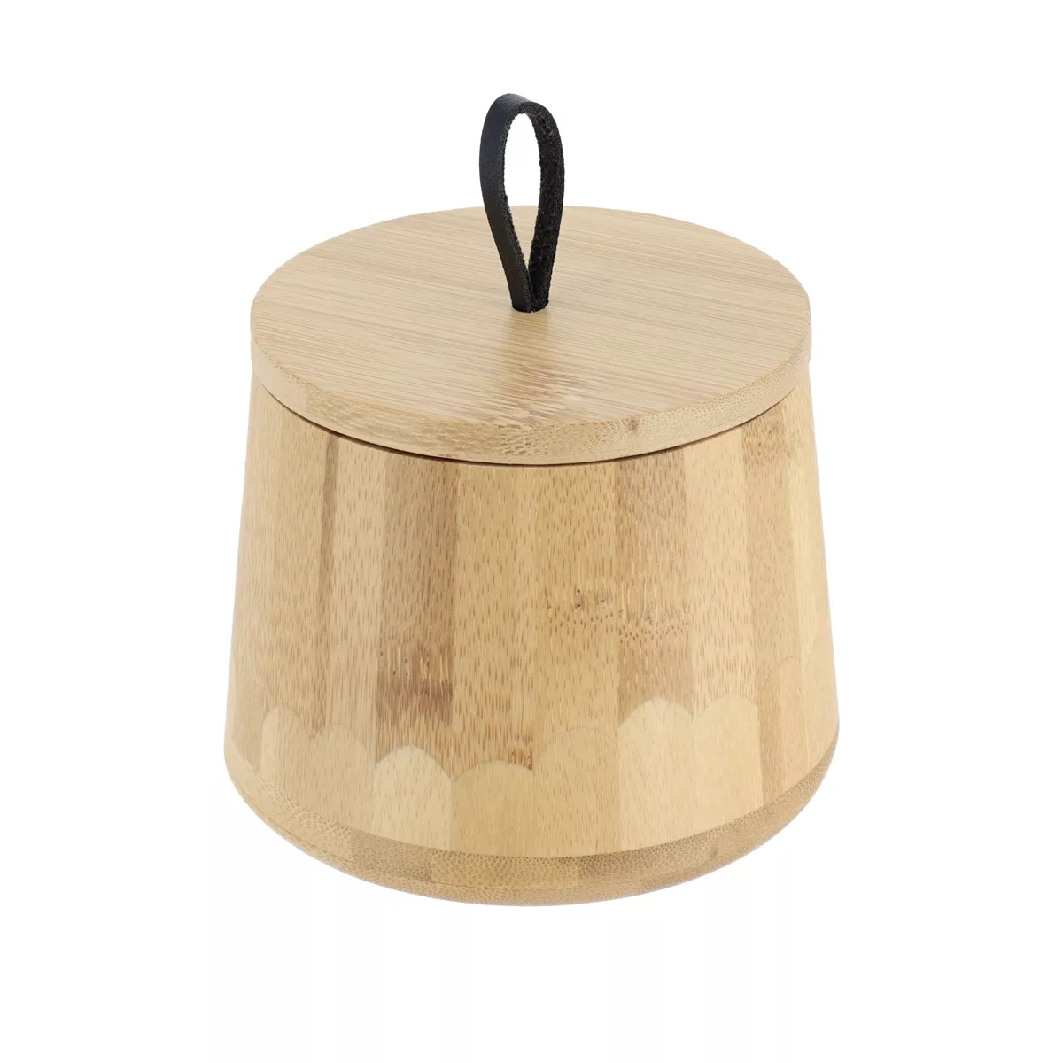 Wattepads-Dose rund aus Bambus (D11 cm) Hawaï Naturfarben