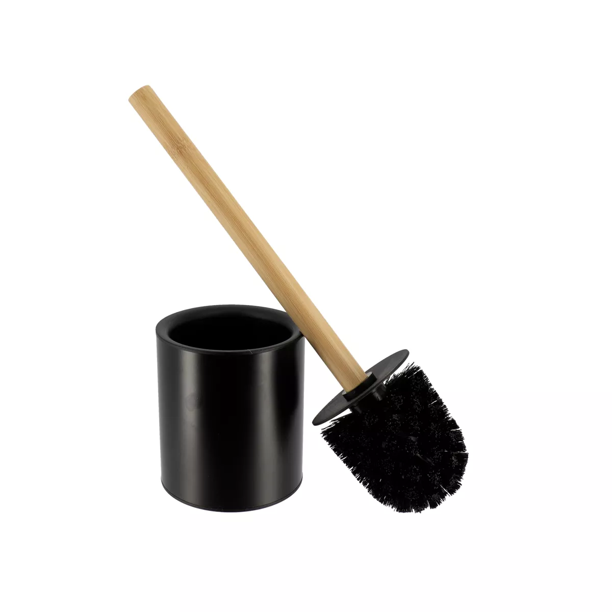 Scopino WC metallo Puro bambù Nero