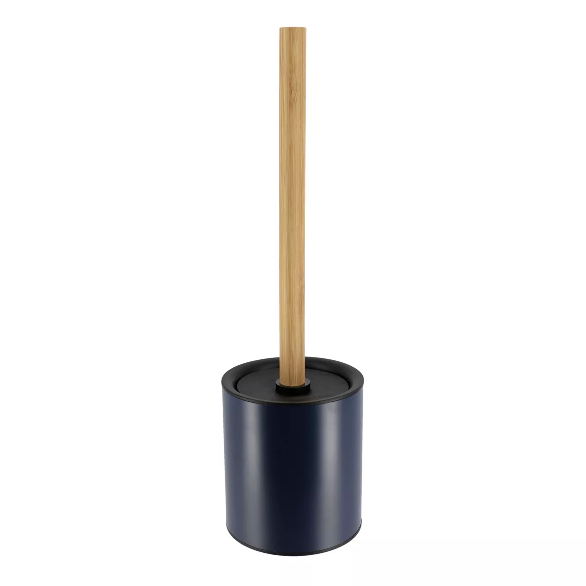 BROSSE WC METAL TIGE BAMBOU - BLEU MARINE/BAMBOU