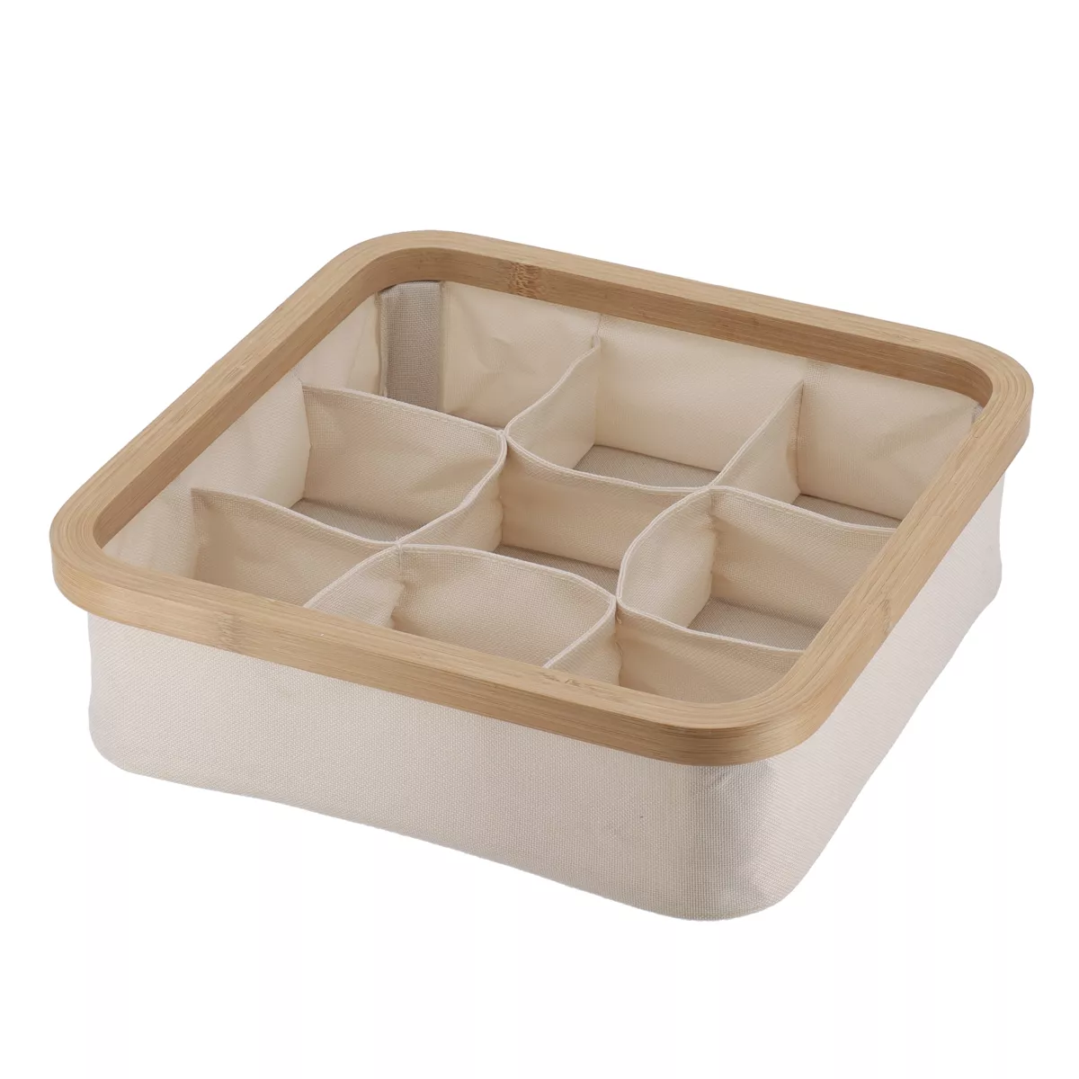 Organizer quadratisch faltbar 9-Fächer (L30 x H10 cm) Purebamboo Cremeweiß