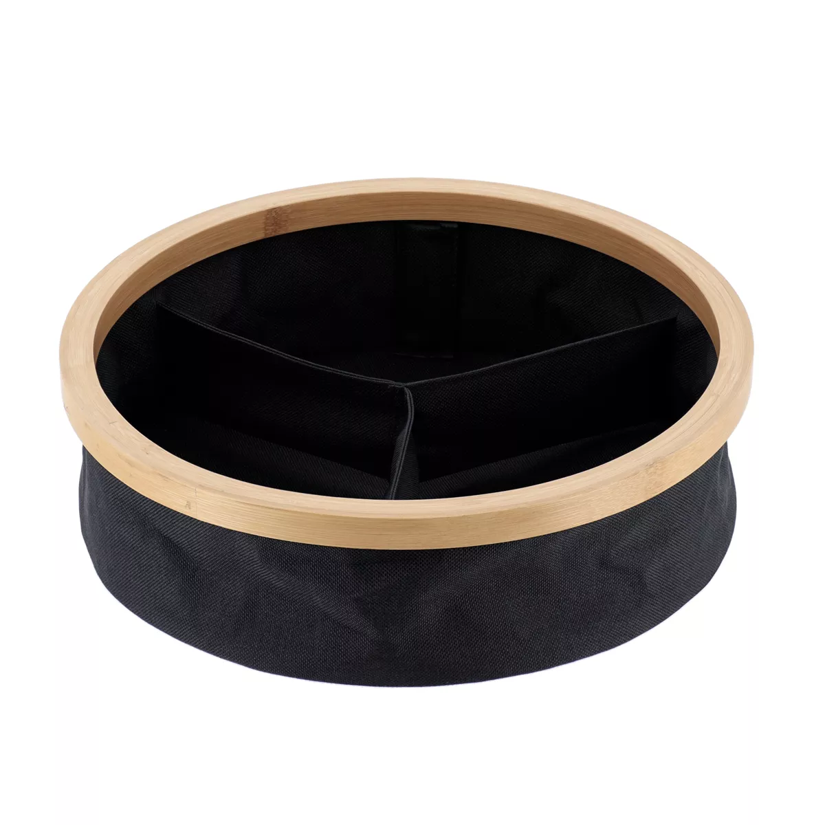 Organizer rund faltbar 3-Fächer (D30 x H10 cm) Purebamboo Schwarz