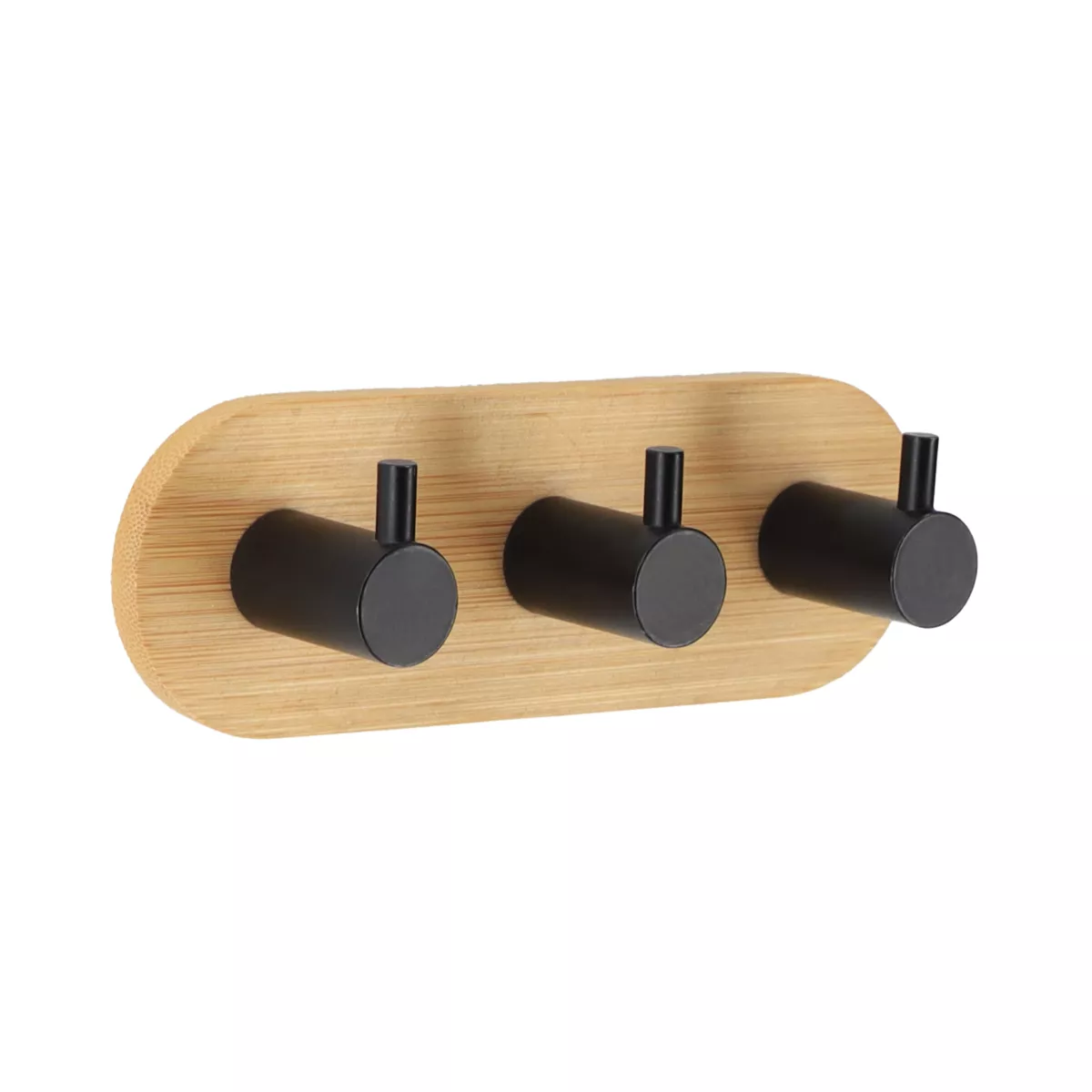 Percha adhesiva 3M bambú 3 ganchos (L16 cm) Negro