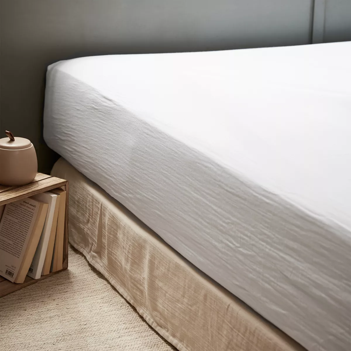 Drap housse gaze de coton (140 x 200 cm) Gaïa Blanc chantilly