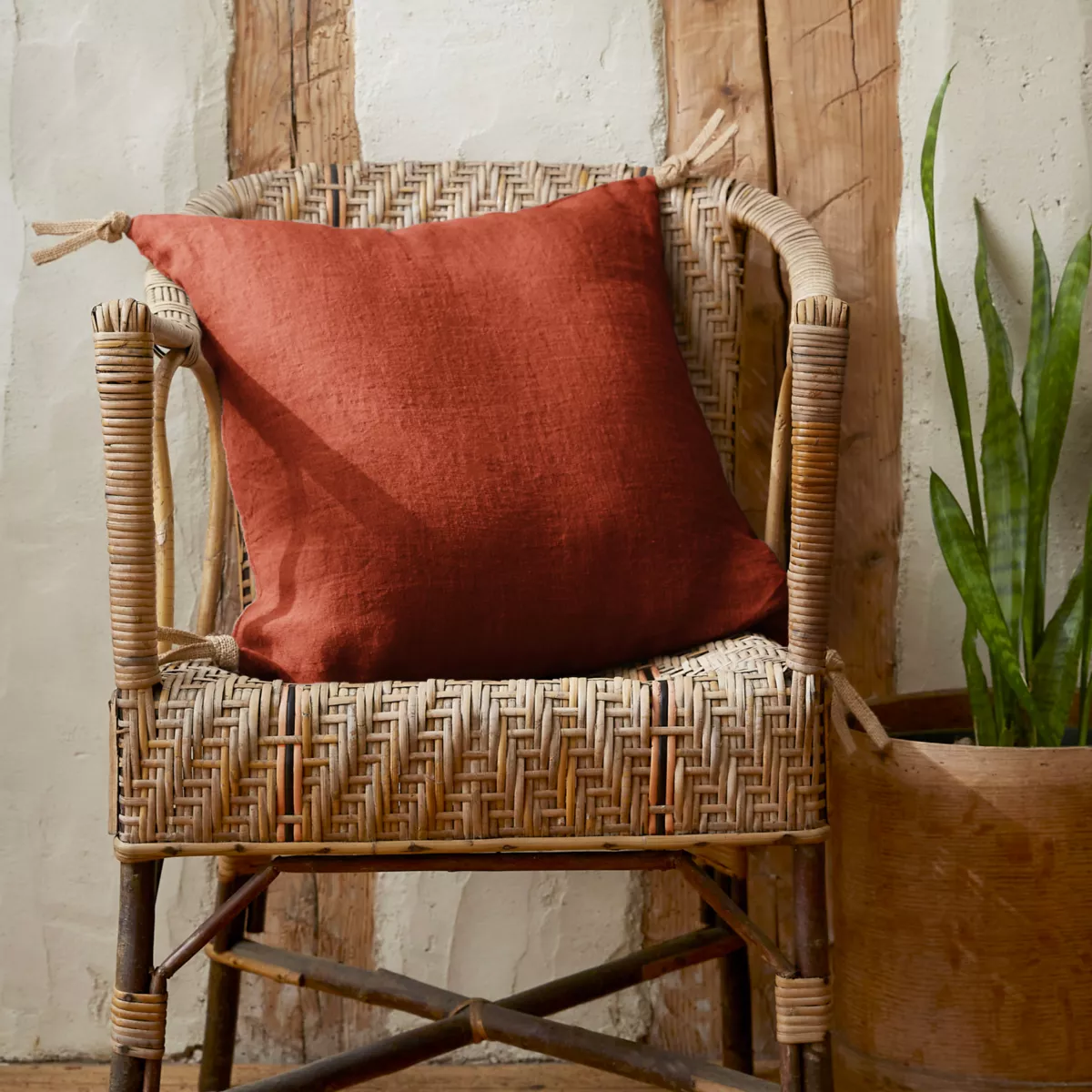 Cojín cuadrado lino lavado (45 cm) Louise Terracota 1