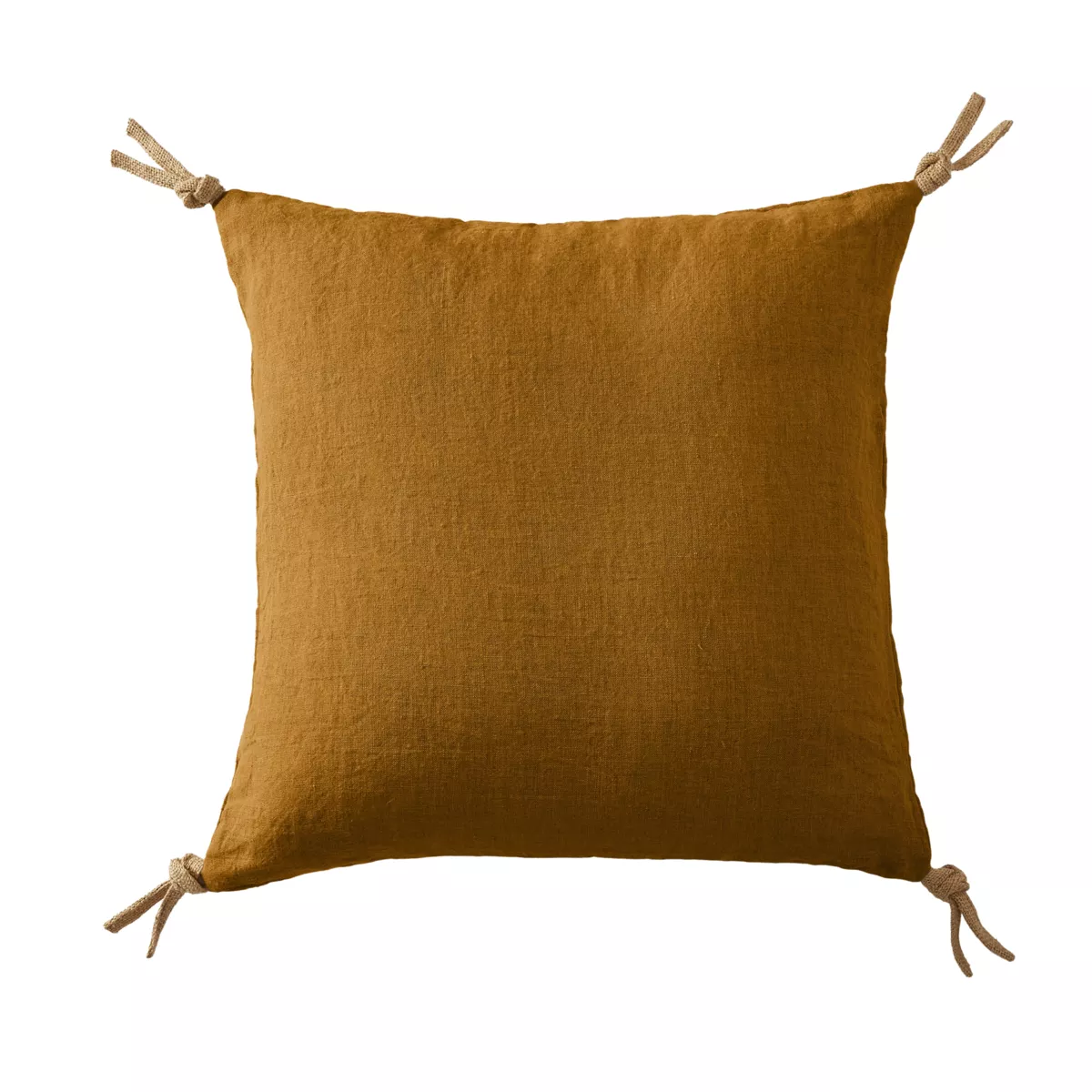 Coussin carré lin lavé (45 cm) Louise Caramel