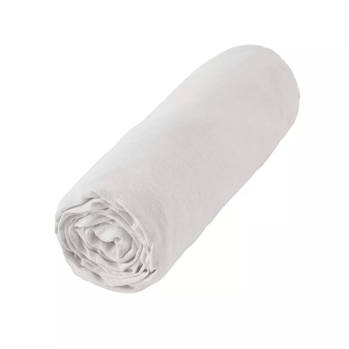 Spannbettlaken aus gewaschenem Leinen (160 cm) Louise Weiß