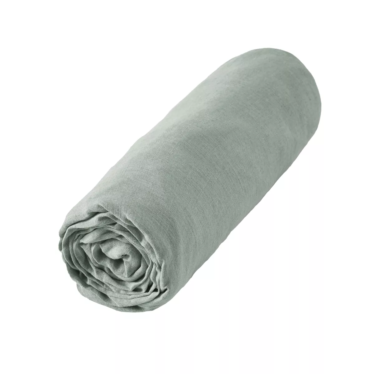 Drap housse lin lavé (140 cm) Louise Vert eucalyptus 3