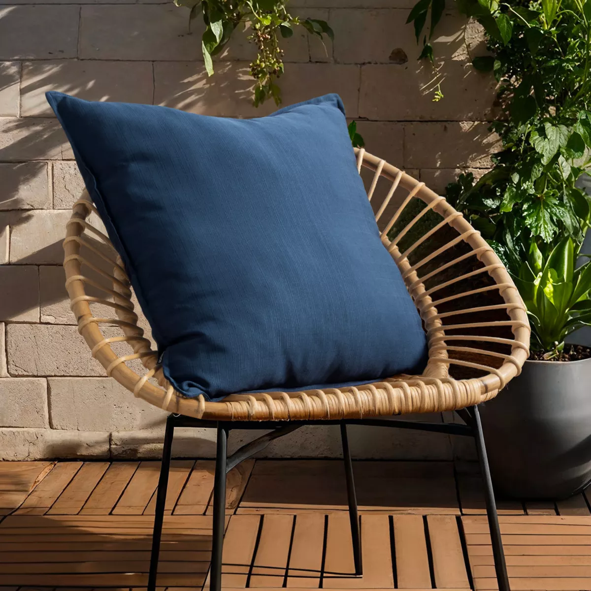 EM - Coussin dŽhoussable 60 x 60 cm Polyester uni SUNSET Bleu nuit