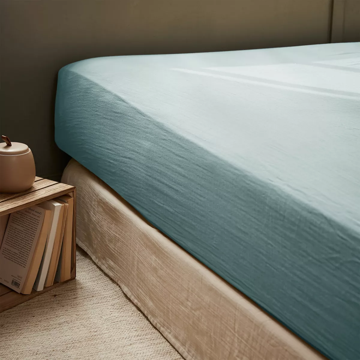 Lenzuolo con angoli di cotone (90 x 200 cm) Gaïa Blu anatra