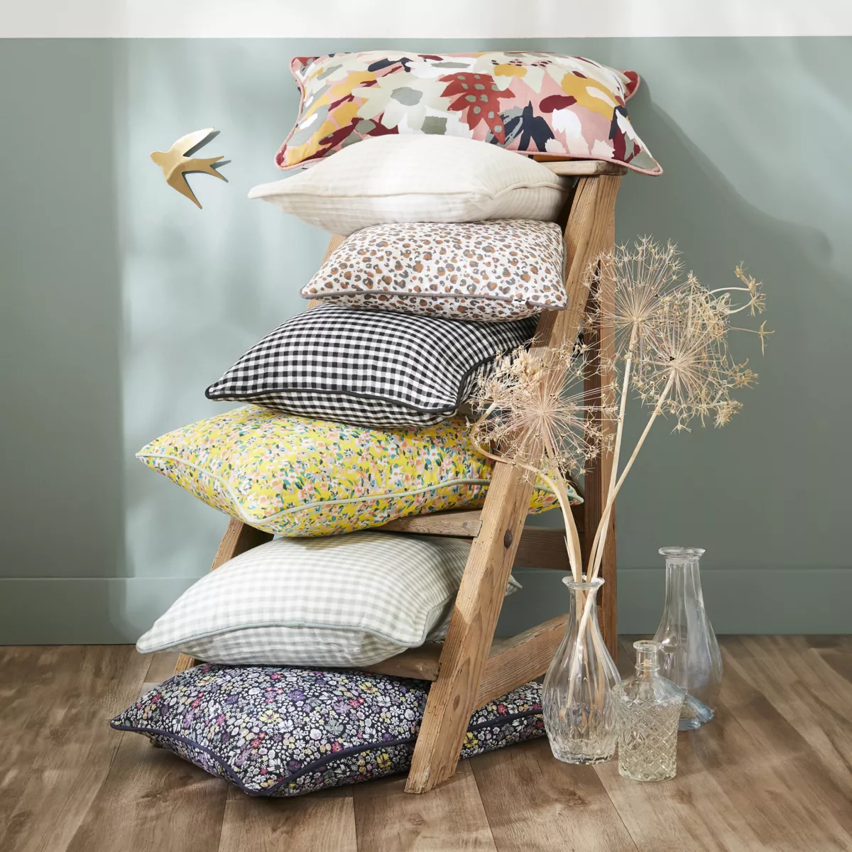 Funda de almohada cuadrada en gasa de algodón (60 x 60 cm) Azel Multicolor