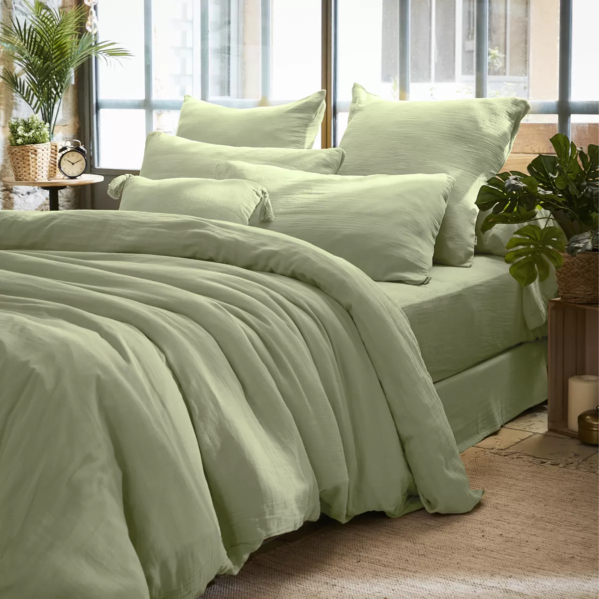 Kussensloop vierkant Katoengaas (60 cm) Gaïa Lindegroen