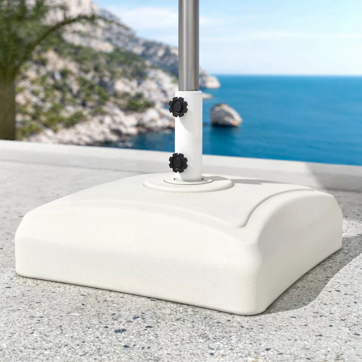 Quadratischer Universal-Schirmständer zum Befüllen 32L - Weiß