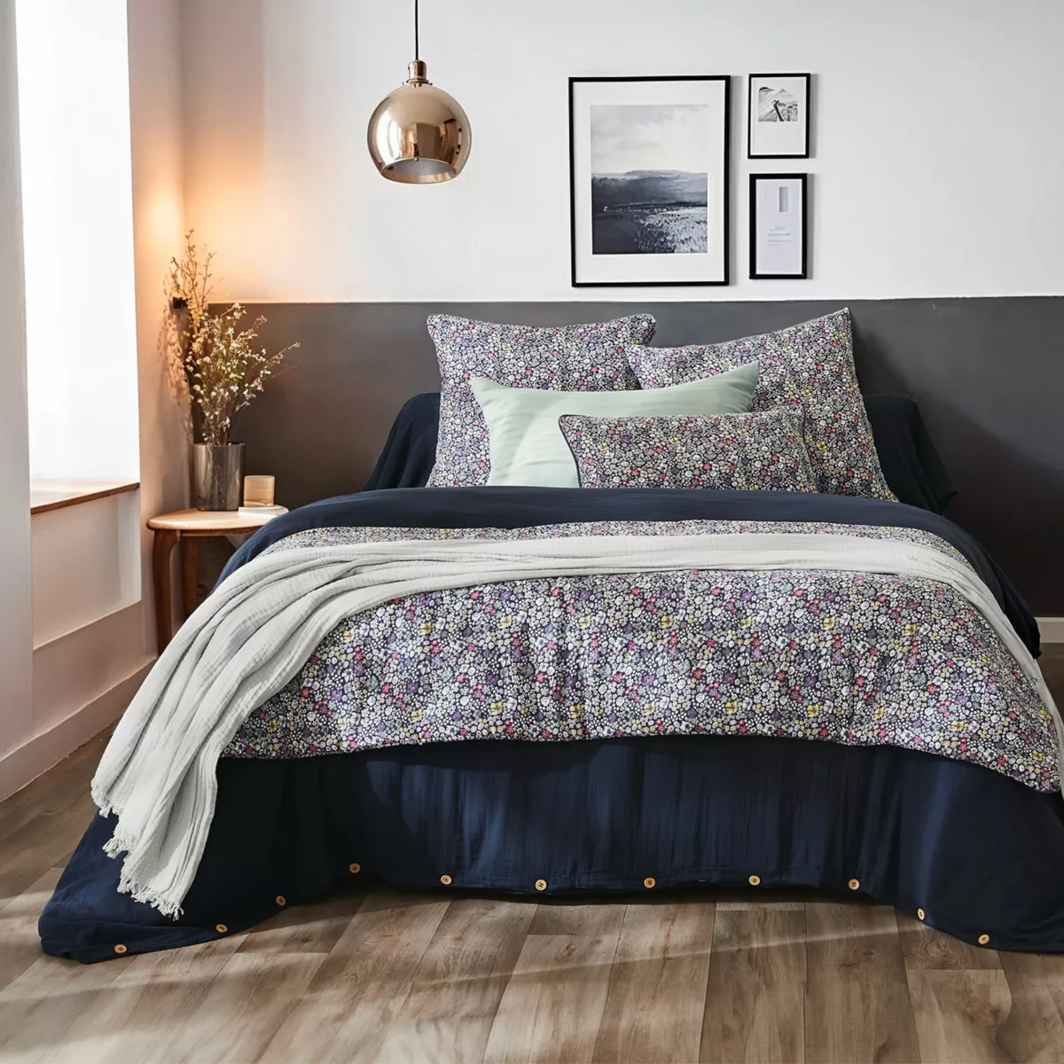 Funda de almohada cuadrada en gasa de algodón (60 x 60 cm) Elya Violeta