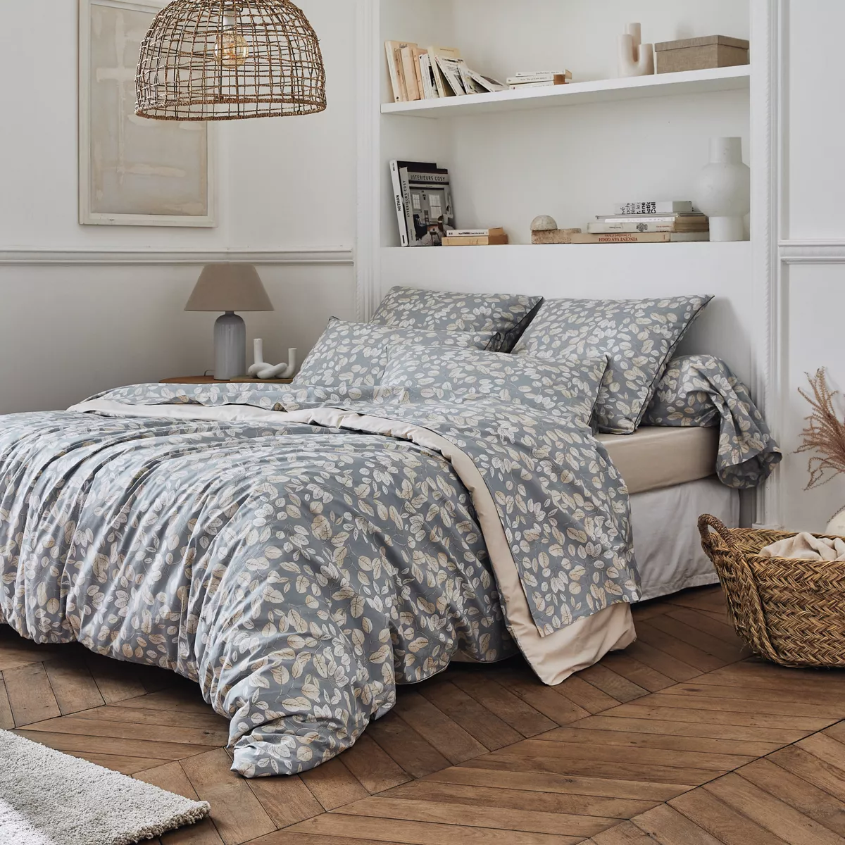 Federa cuscino a rullo in percalle di cotone (L200 cm) Lison Grigio
