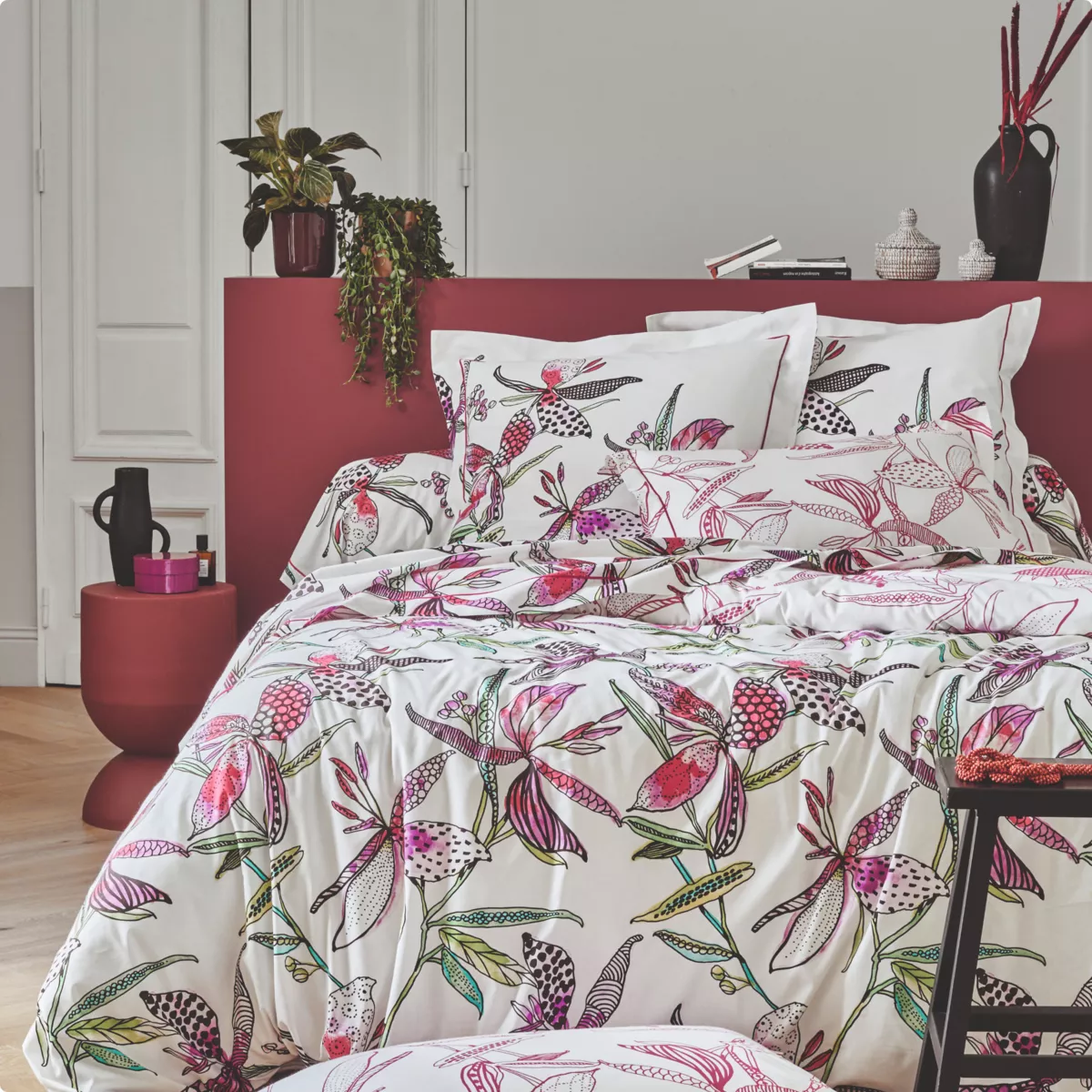 Federa per cuscino a rullo in cotone (L200 cm) Penelope Rosa