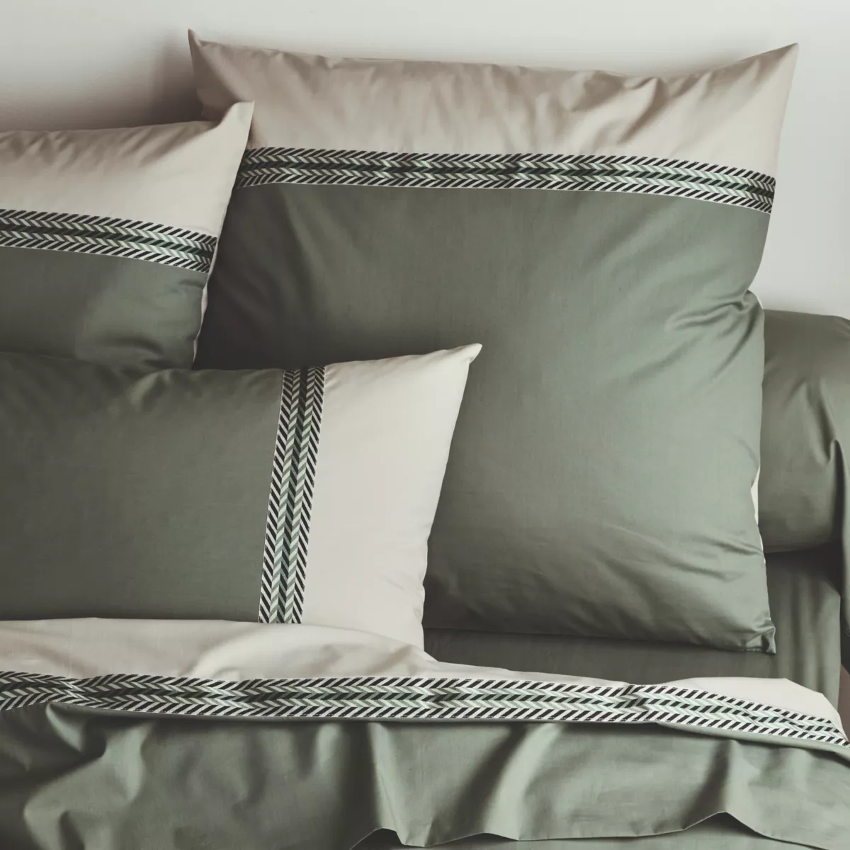 Federa cuscino letto quadrata percalle di cotone (65 x 65 cm) Noa Verde kaki