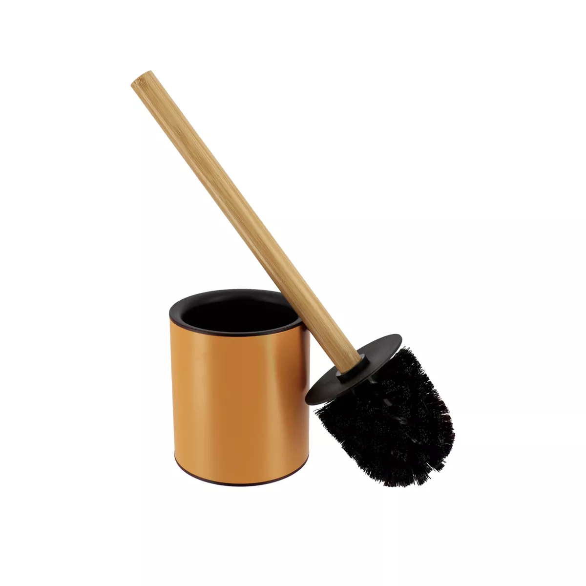 BROSSE WC METAL TIGE BAMBOU - MOUTARDE/BAMBOU
