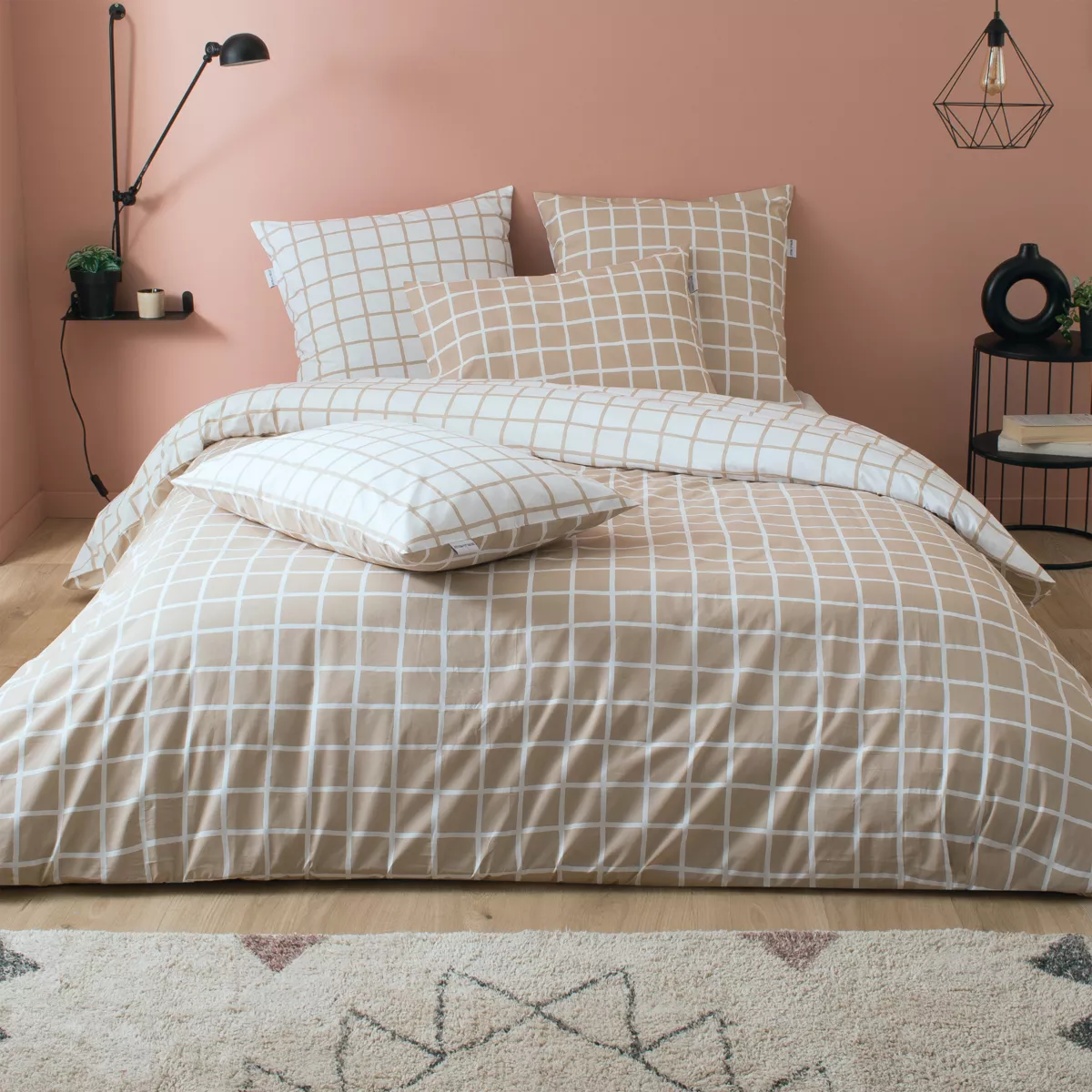 Federa cuscino letto rettangolare percalle di cotone (50 x 70 cm) Max Beige