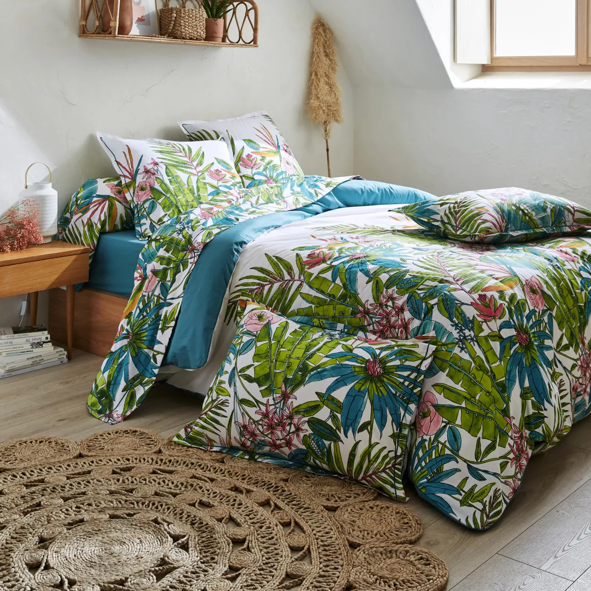 Baumwoll-Bettbezug (280 x 240 cm) Sumatra Paon Mehrfarbig