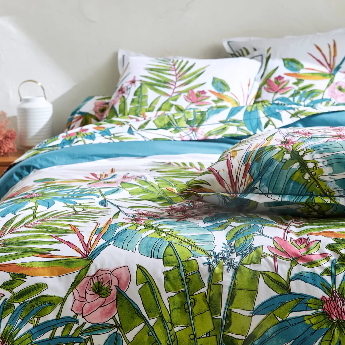 Housse de couette coton (260 x 240 cm) Sumatra Paon Multicolore