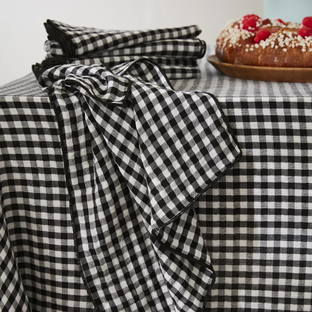 Mantel rectangular en gasa de algodón (150 x 250 cm) Vickie Negro