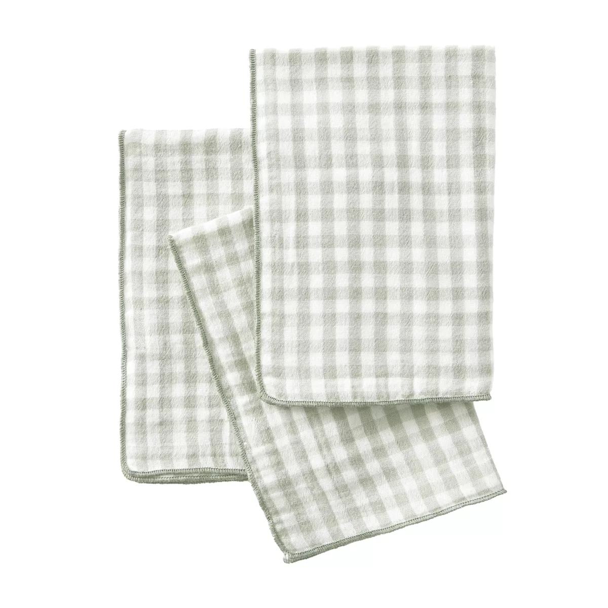 Juego de 3 servilletas gasa de algodón (40 x 40 cm) Vickie Verde eucalipto
