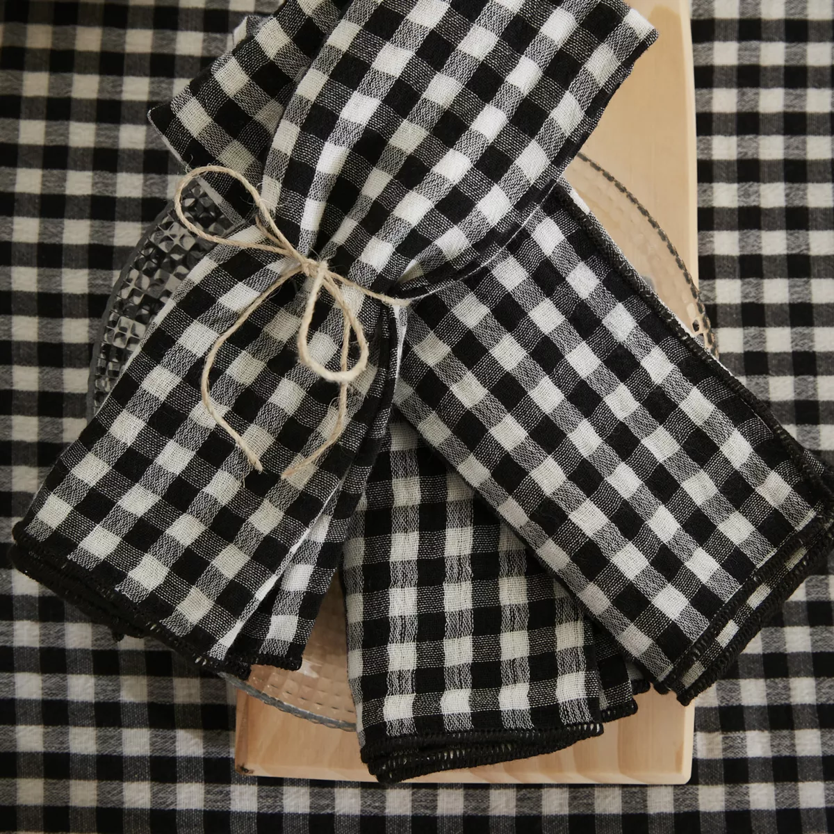 Set van 3 servetten Katoengaas (40 x 40 cm) Vickie Zwart