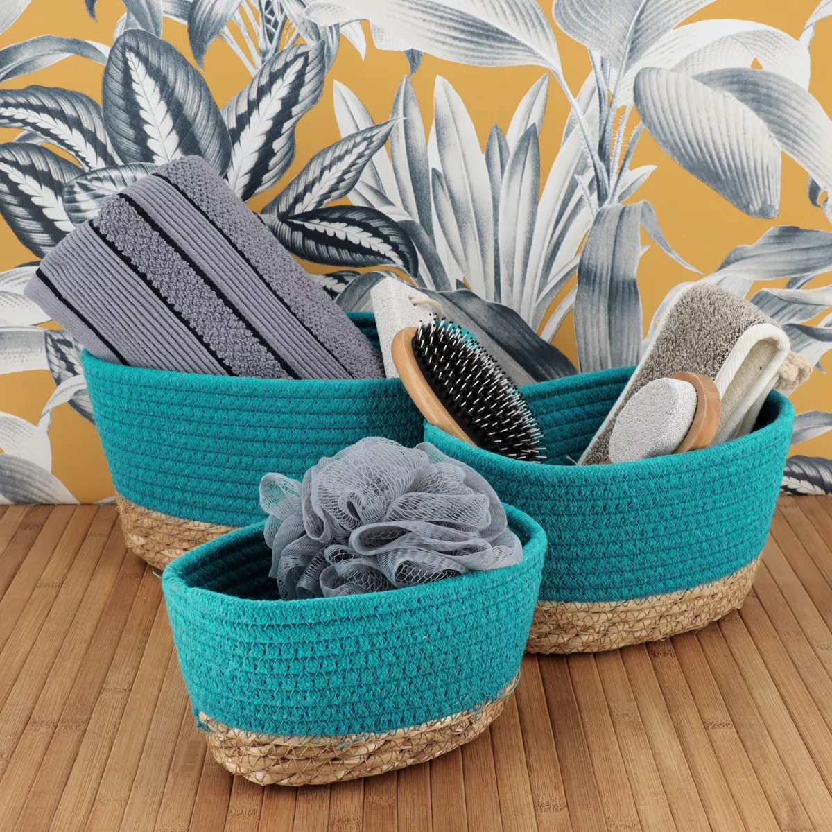 Juego de 3 cestas Timeless Verde caribe