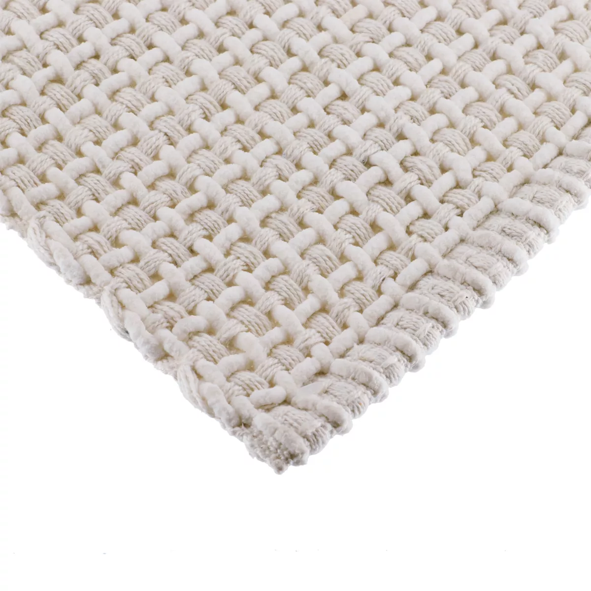TAPIS POLYESTER/COTON TRESSE 50X120 CM - BLANC/IVOIRE