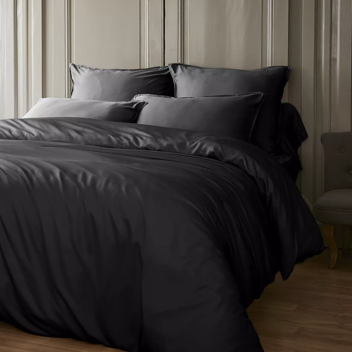 Housse de couette satin de bambou (240 x 220 cm) Salomé Noir