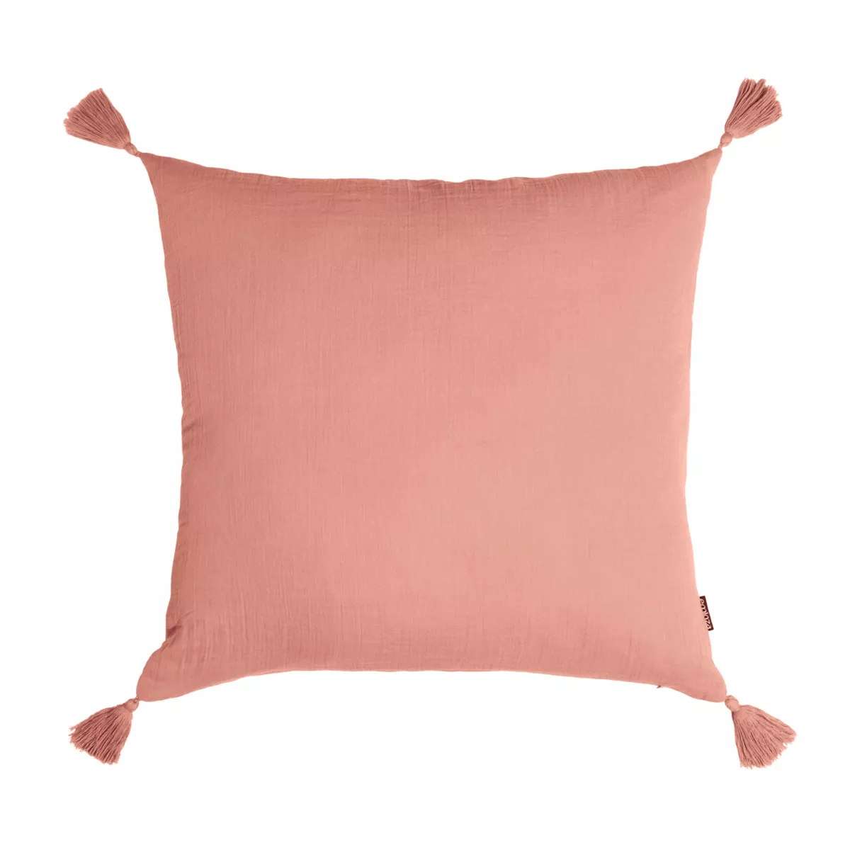 Coussin carré gaze de coton (60 x 60 cm) Gaïa Rose pêche