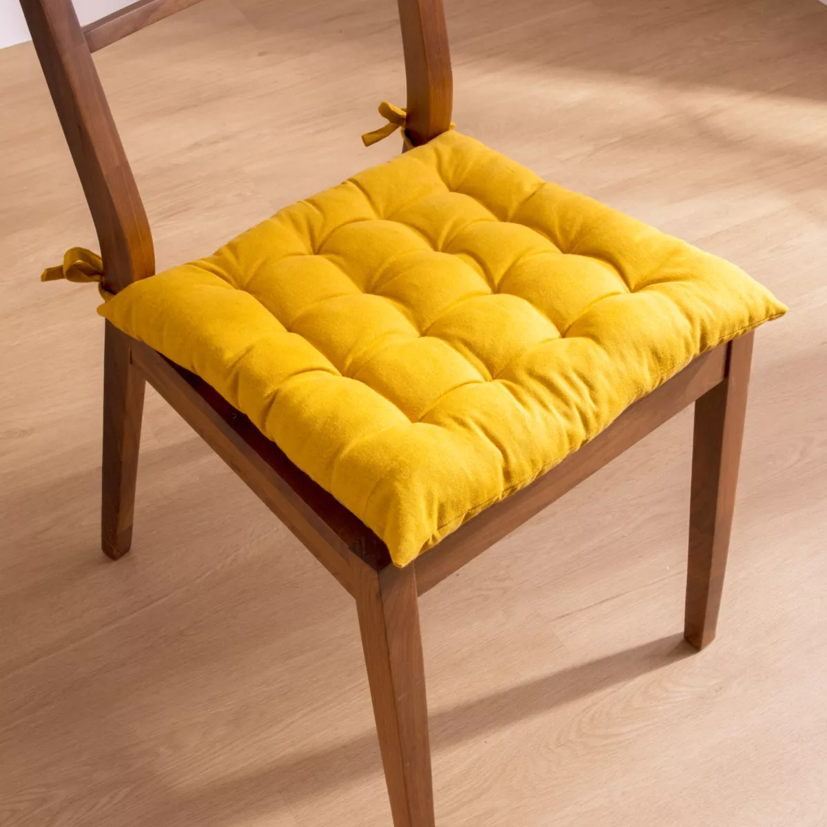 Cojín de silla cuadrado en algodón (40 x 40 cm) Pixel Amarillo Mostaza