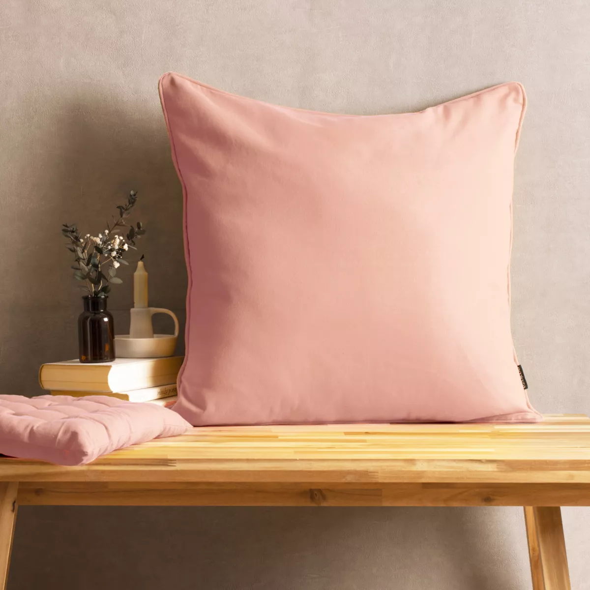 Cuscino quadrato in cotone (60 x 60 cm) Pixel Rosa pesca